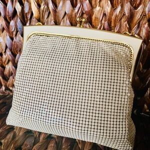 Elegant Cream Mesh Clutch - Genuine Glomesh clutch